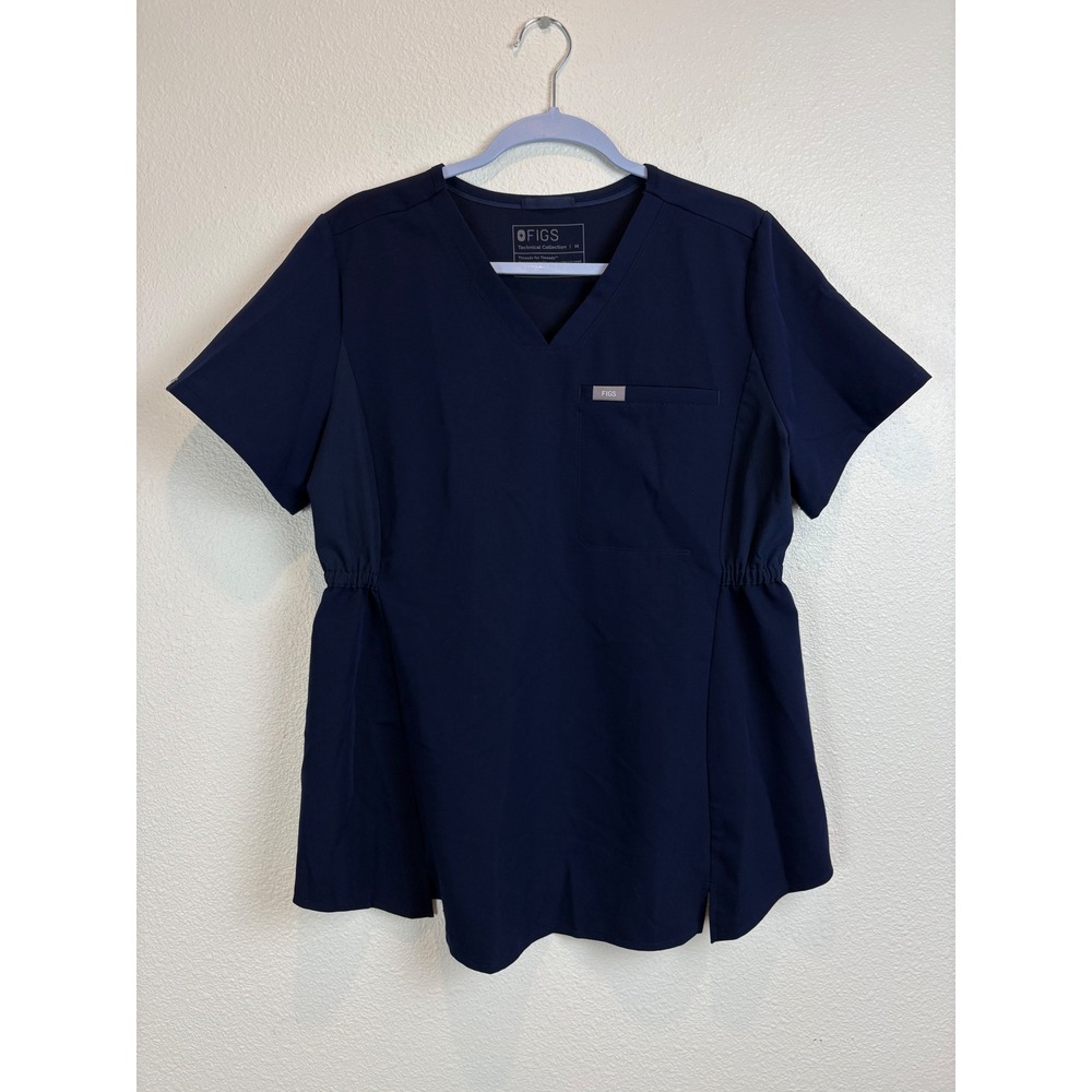 Figs Scrub Top Technical Collection Navy Blue V-Neck Medium Nursing Medical